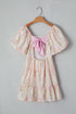 Charming Southern Belle Floral Puff Sleeve Knotted Open Back Ruffled Mini Dress